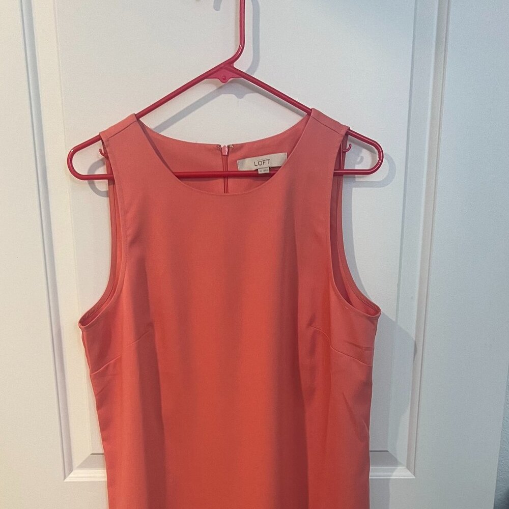 Ann Taylor Loft Coral Sheath Dress with Cutout Detail on Bottom